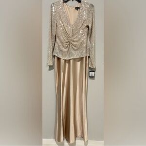 New MARINA Gold Sequin Long Dress